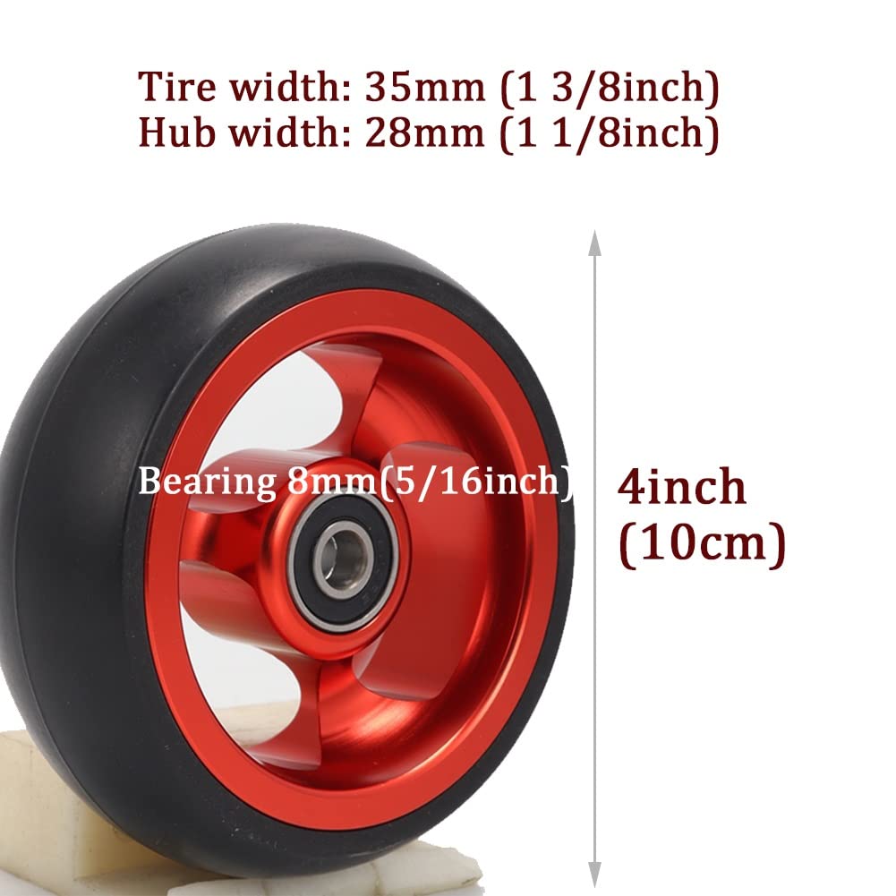 Ruedas Delanteras de Recambio para Sillas de Ruedas Deportivas, Ruedas Pequeñas Macizas de 4 Pulgadas, con Rodamientos 8mm, para Andadores, 2Piezas