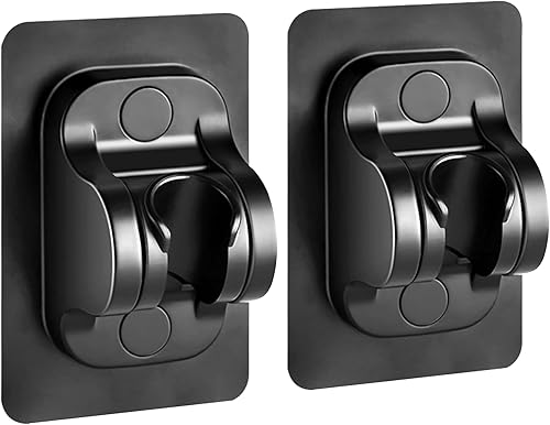 Soporte de ducha adhesivo fuerte para montaje en pared, paquete de 2 soportes de ducha grandes autoadhesivos para cabezal de ducha de mano para baño