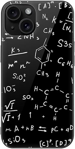Miniatura 1 de Science Chemistry Equation Phone Case Glass Back Non-Slip Shockproof Case Cover Compatible with iPhone 15