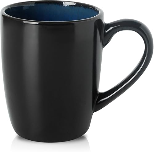 Ceramic Tea Mug- 12oz Porcelain Large Coffee Cup with Handle, Mug for Cappuccino, Cocoa hot Chocolate and Iced Coffee, Gift for Housewarming,