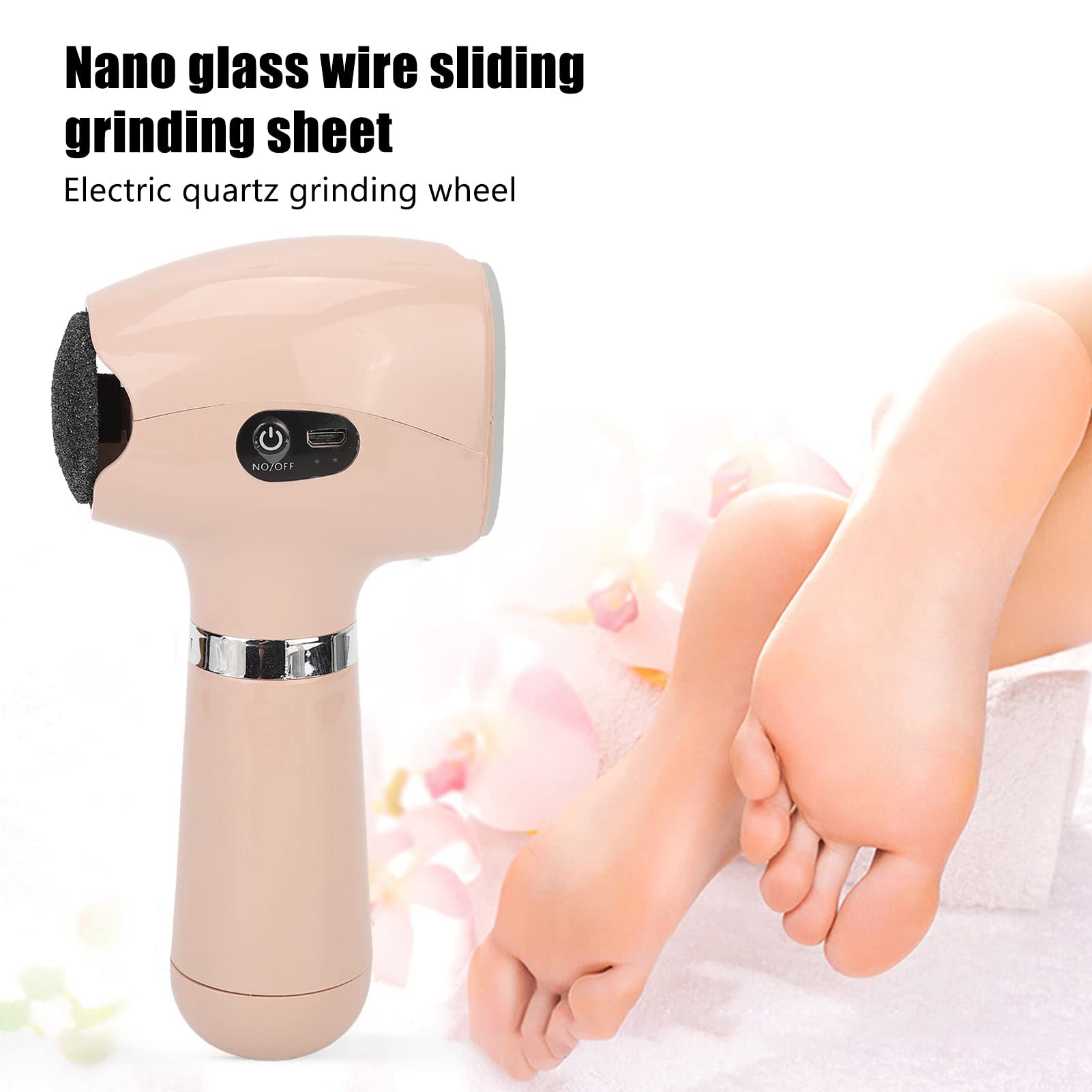 Elektryczny pilnik do stóp Nano szklane usuwanie odcisków automatyczny ładowalny gładka skóra szlifierka do stóp narzędzia do pielęgnacji stóp do domowego salonu piękności (różowy)
