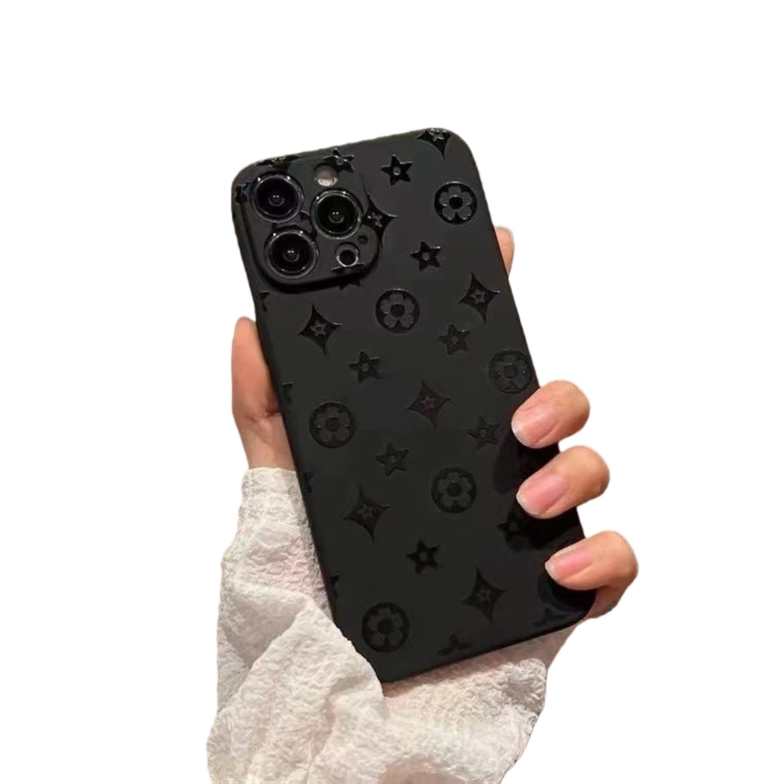 Coque iPhone 17 Motifs Floraux Noir Mat Idéale pour le Bureau et les Sorties