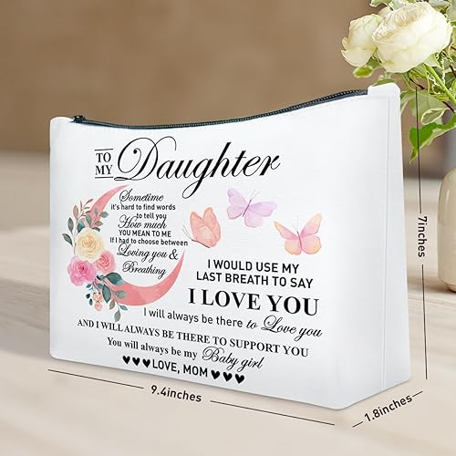 Miniatura 2 de UDNADKEX Regalo para hija de mamá, Navidad, cumpleaños, regalo de graduación para hija de madre bolsa de maquillaje, siempre serás mi bebé niña,