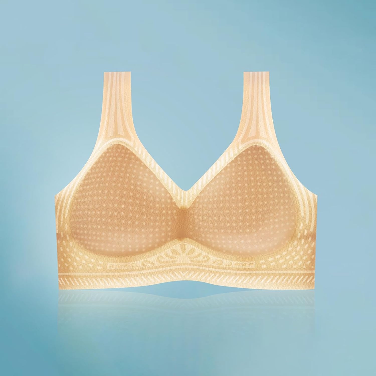 Wireless Bras for Women Seamless Bralette Full Coverage Jelly Bra V Neck Tshirt Brassiere Lightweight Summer Bras