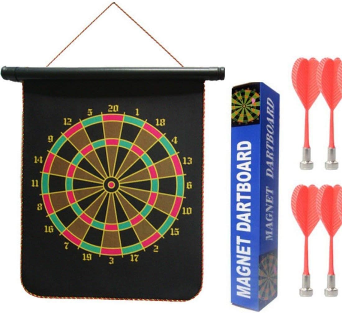BABY N TOYYS Double Faced Portable Magnetic Dart Game With 4 Colourful Non Pointed Darts - Black