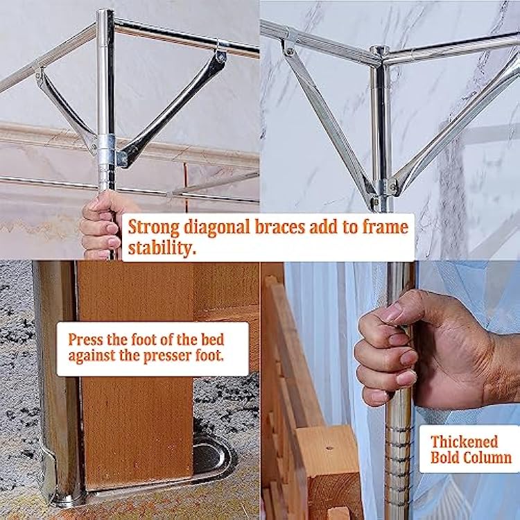 Heavy Duty Metal Four Poster Canopy Bed Frame with Post Poles, Twin Full King Size, Sturdy Support for Bedroom