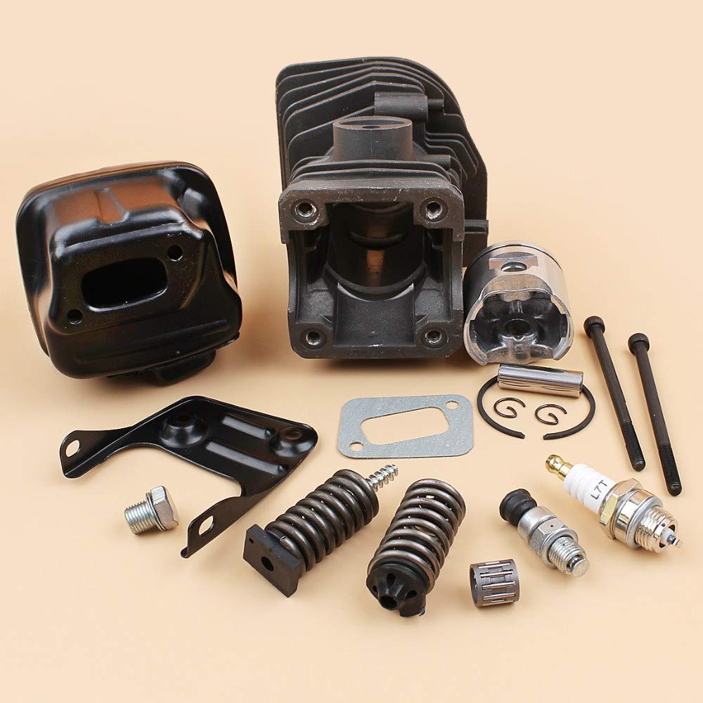 Tiempo Beixi Culata Pistón Silenciador Soporte Perno Muelle antigolpes Buffer Kit Compatible con Husqvarna 340 345 (42 mm) Motosierra Motor Motor Parts