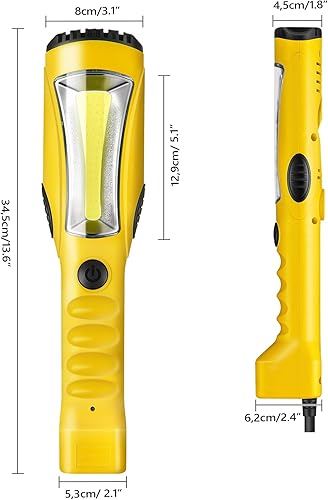 Miniatura 7 de WILAWELS Luz de trabajo LED de 18 W, luz LED COB de 25 pies y 2000 lúmenes, luz de mano debajo del capó con cable SJTW calibre 16, gancho giratorio,