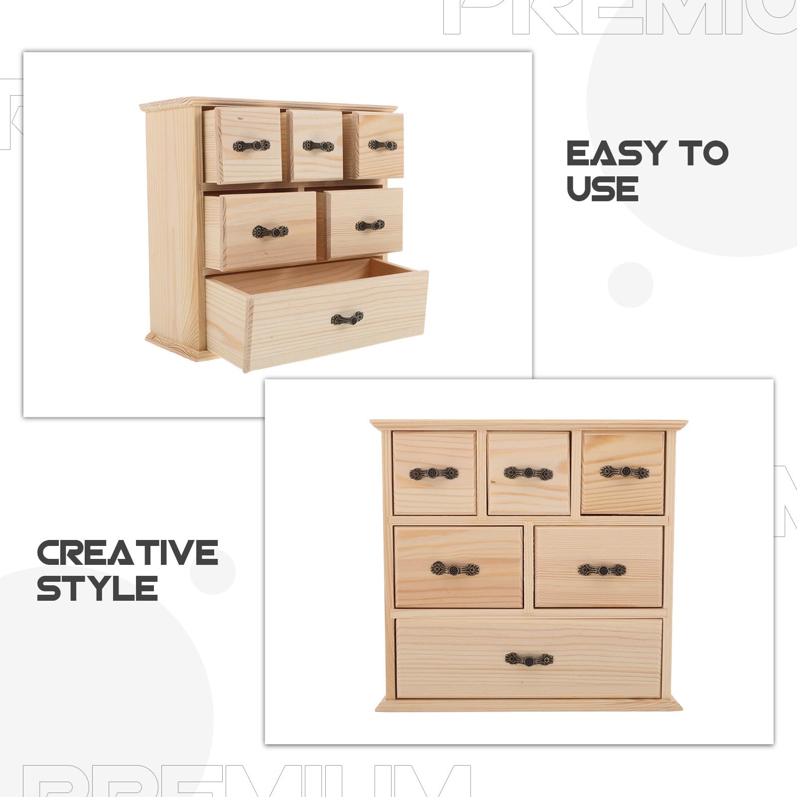 Gatuida Caja de Almacenamiento de Mostrador Organizador de Escritorio de Madera con 6 Cajones, Beige, para Bolígrafos y Clips de Papel, Uso en Escritorio y Espacio de Trabajo