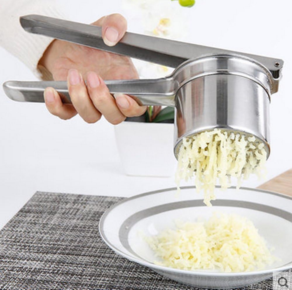 Potato Masher Ricer, Wavy Crinkle Cutter, Peeler and Grater Set - Make French Fries, Mashed Baby Food, Fruit and Veggie Juices Easily (Potato Ricer, Wavy Crinkle Cutter and Free Kiwi cutter)