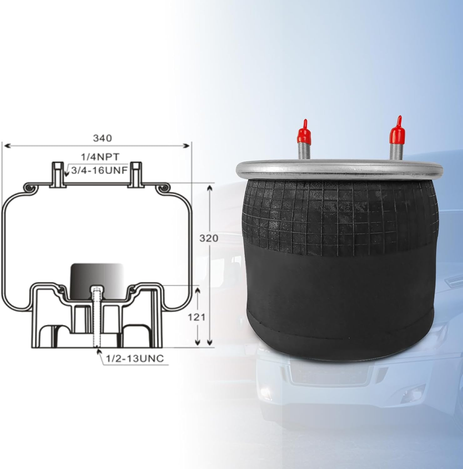 Air Spring Bag Compatible with Freightliner Trucks OEM Number Replace Firestone W01-358-8709 Contitech 1010.16S460 Goodyear 1R13-159 Airtech 137072 8460 AA230T HKA-180