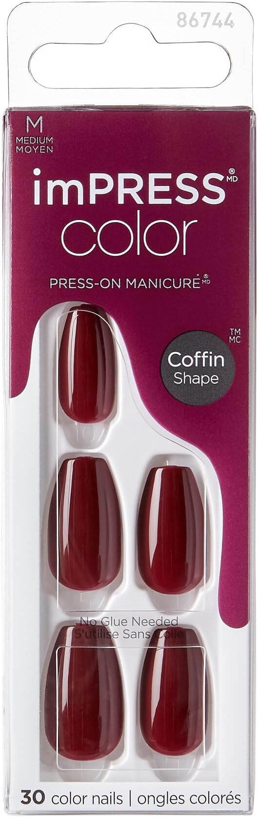 imPRESS Kiss Color Nails Medium Coffin- Winery in NYC IMC511C