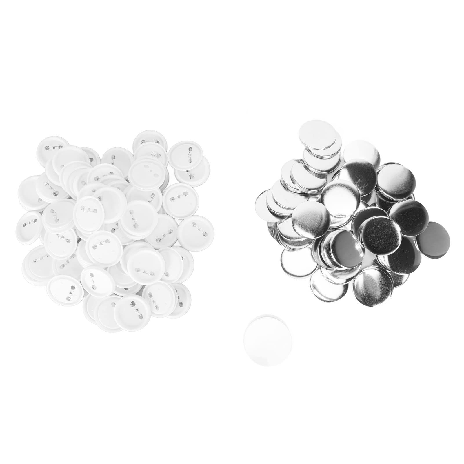Badge Blank Button Parts, 100 Sets Rustproof Round Button Badge Pin Making Supplies Set for Maker Machine (58MM)