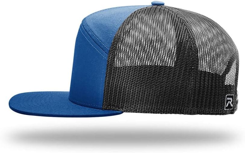 Richardson 168 Hi-Pro 7 Panel Flat Bill Adjustable Snapback Trucker Mesh Back Cap | OSFM | Bulk Pack Available - Image 3