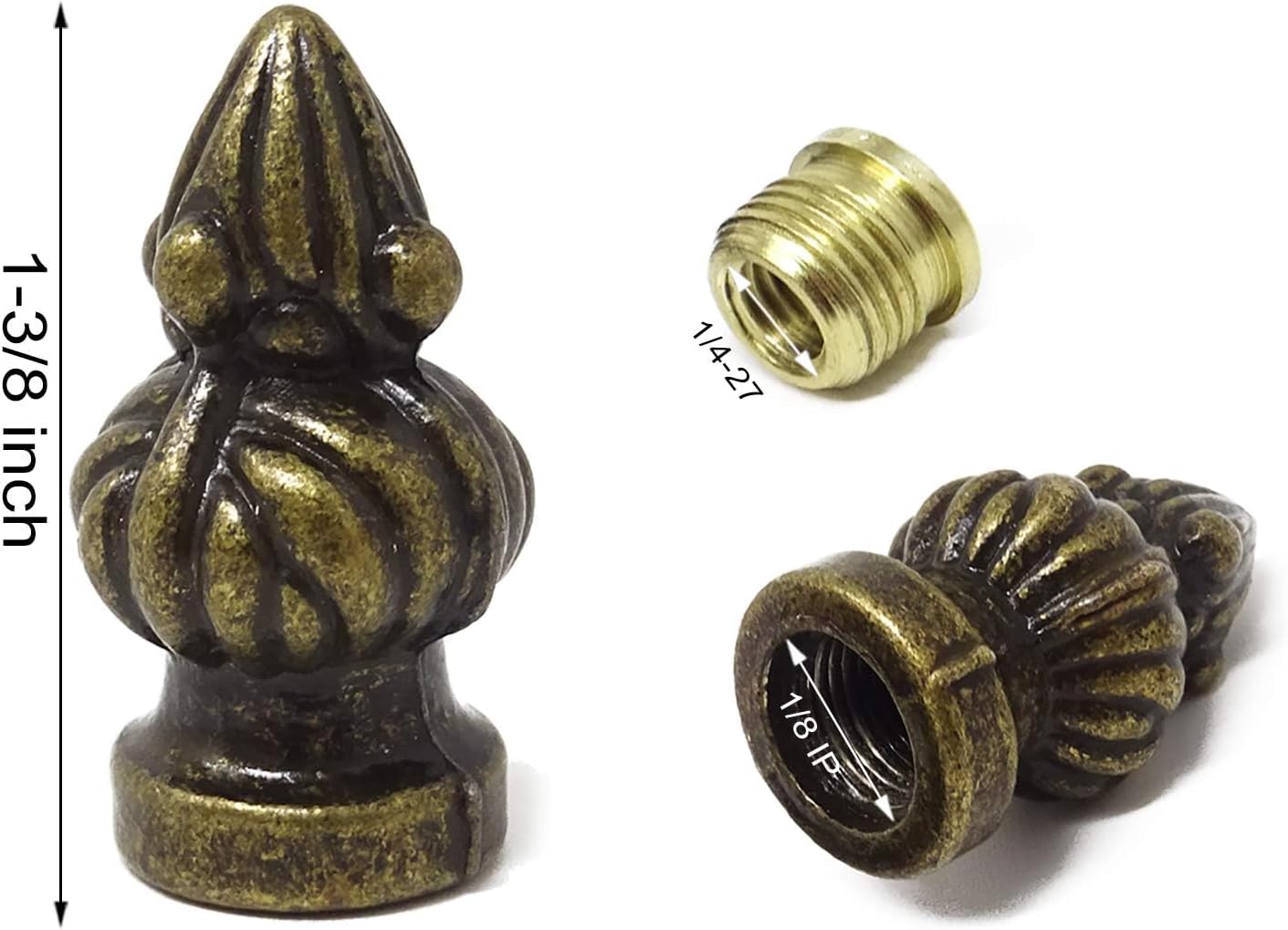 2PCS Bronze Lamp Finial Cap Knob Vintage Lamp Shade Finial Decoration Accessories for Home Decor