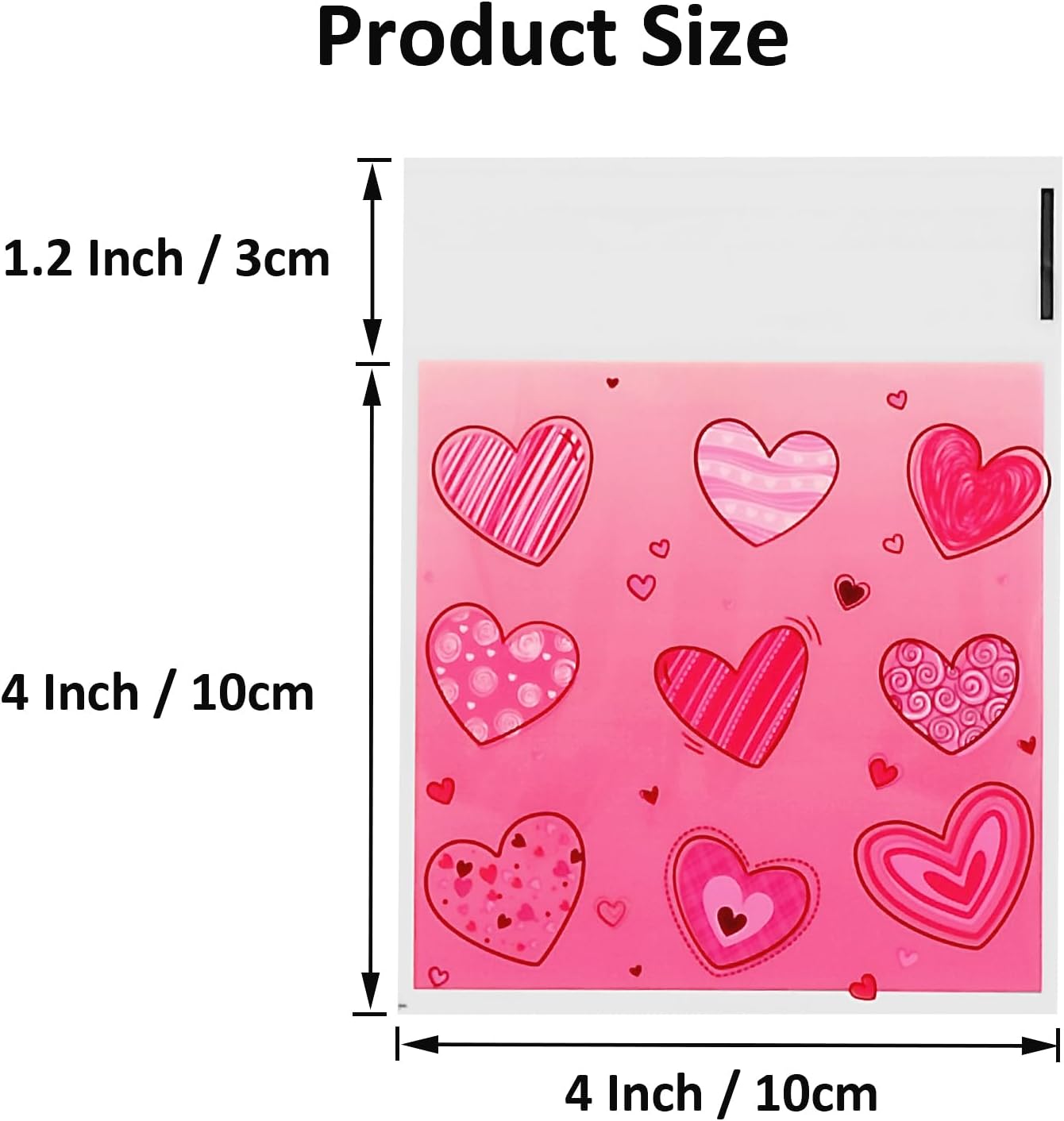 Jagrove 100PCS Cellophane Bags 4X4 Inch Clear Self Sealing Goodie Candy Cookie Treat Bags for Valentine’s Day Wedding Gifts Holiday Party Supplies - Image 2