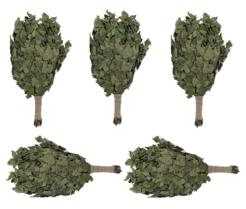 Dufte Momente | 5 x Birken Reisig, Wenik, Quast für Sauna, Banja | aus Ernte 2024 | einzeln verpackt und luftgetrocknet | mehrfach verwendbar ¬| Länge ca. 50-60cm, Gewicht ca. 190g