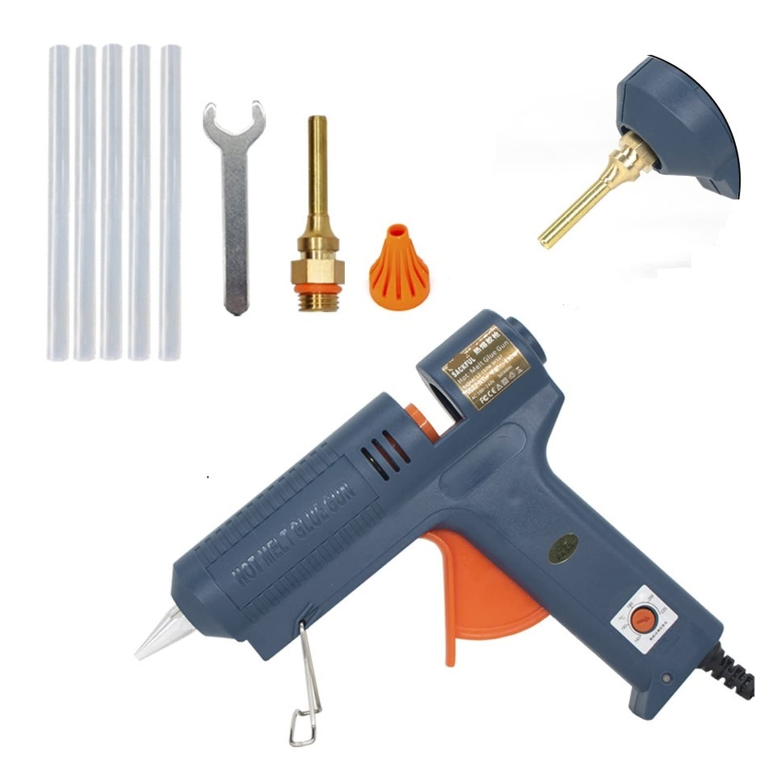 Pistola Silicona Eficiente Pistola de pegamento de fusión en caliente de 150W, pistola de pegamento caliente de temperatura ajustable for barras de pegamento de 11mm, herramienta manual de reparación