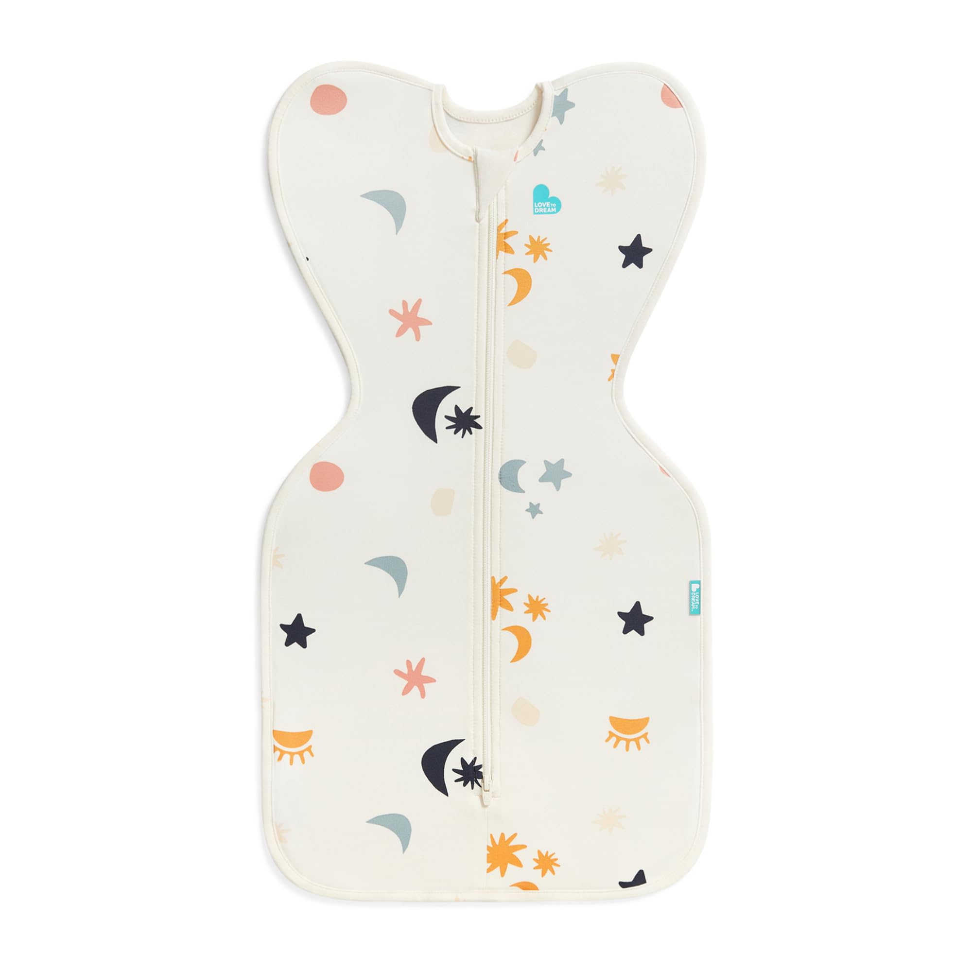 Love To Dream Organic Swaddle Up Arms Up Position, Light & Ultra Breathable, Versatile Wearable Blanket, 1.0 TOG (20-24°C), Ideal for Moderate Temperature, Lunar Buff, Medium (6–8.5kg)