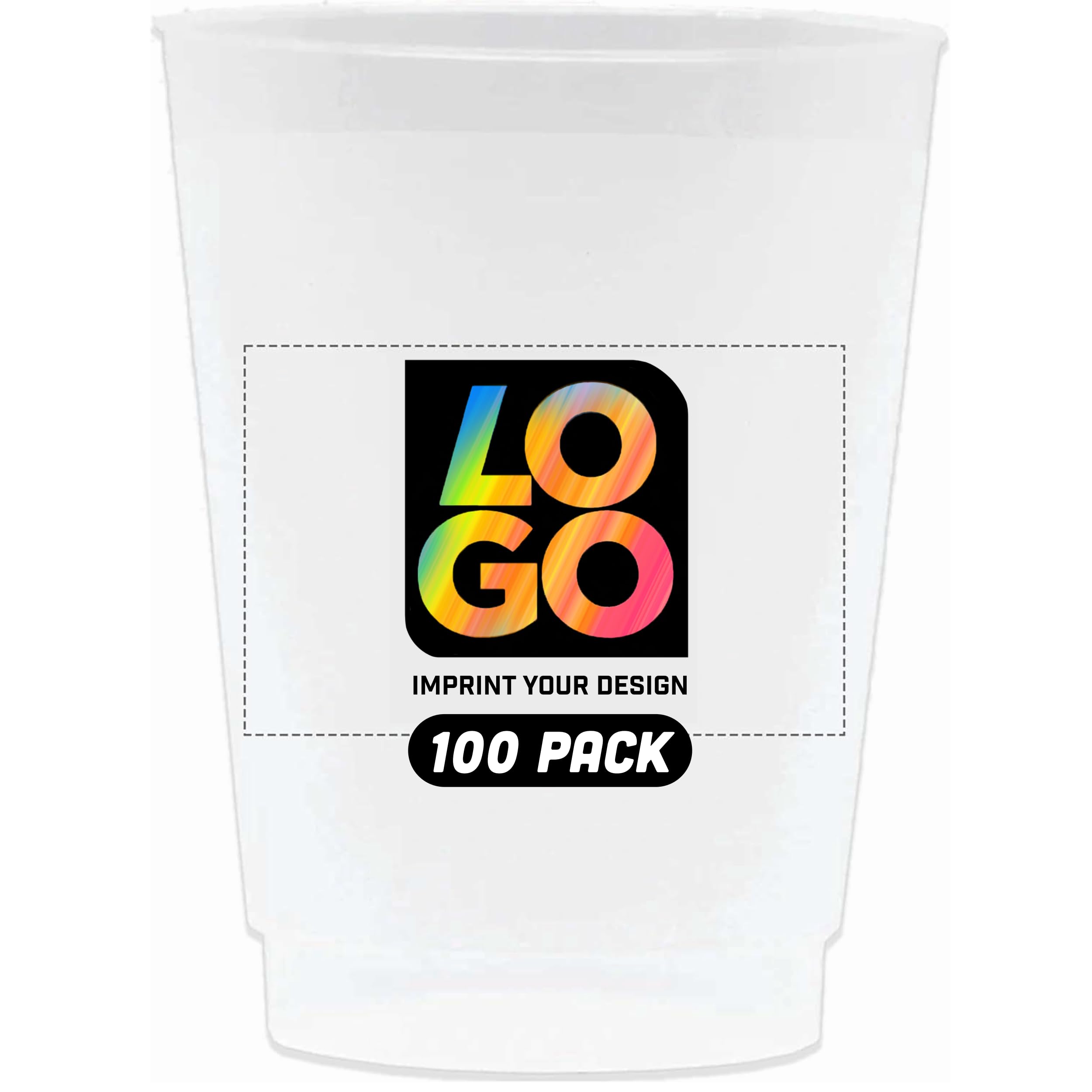 Amazon.com: Custom 20 oz Frosted Stadium Cups with Multi-Color Imprint for  Parties, Events, and Promotions (Qty 100) : Home & Kitchen