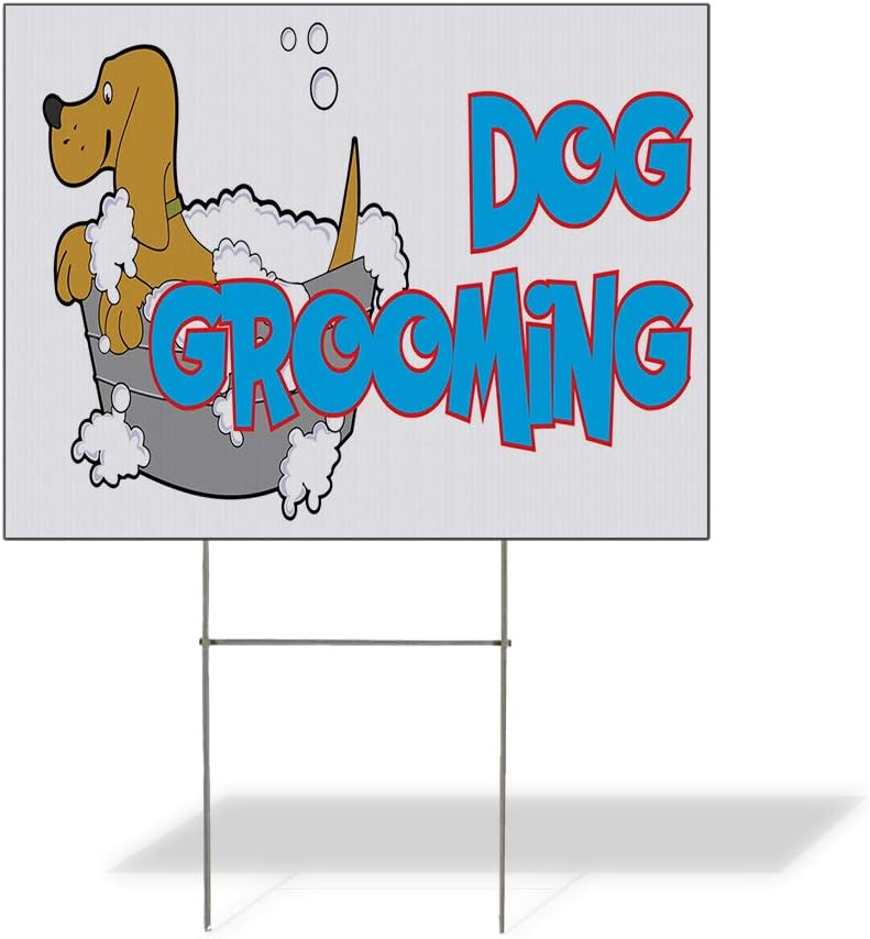 Fastasticdeals Custom Weatherproof Yard Sign Pet Grooming Dog Business Lawn Garden 18x12 Inches 2 Sides Print Personalized Text Here
