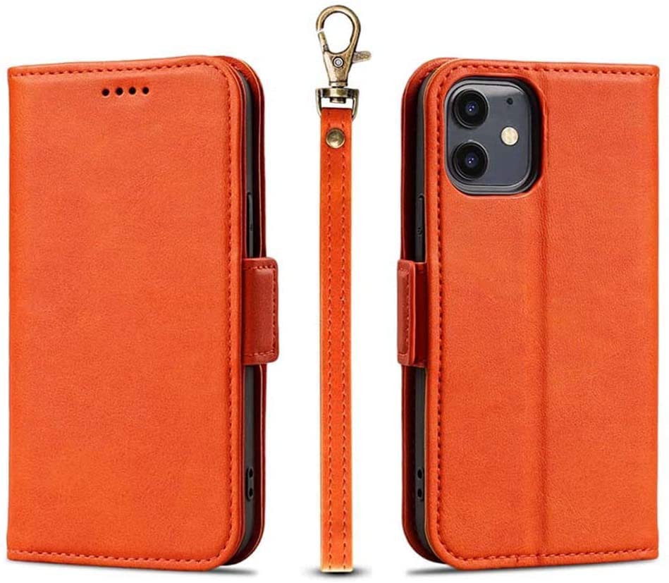 Étui portefeuille en cuir iPhone 12 avec bracelet pour trier vos cartes