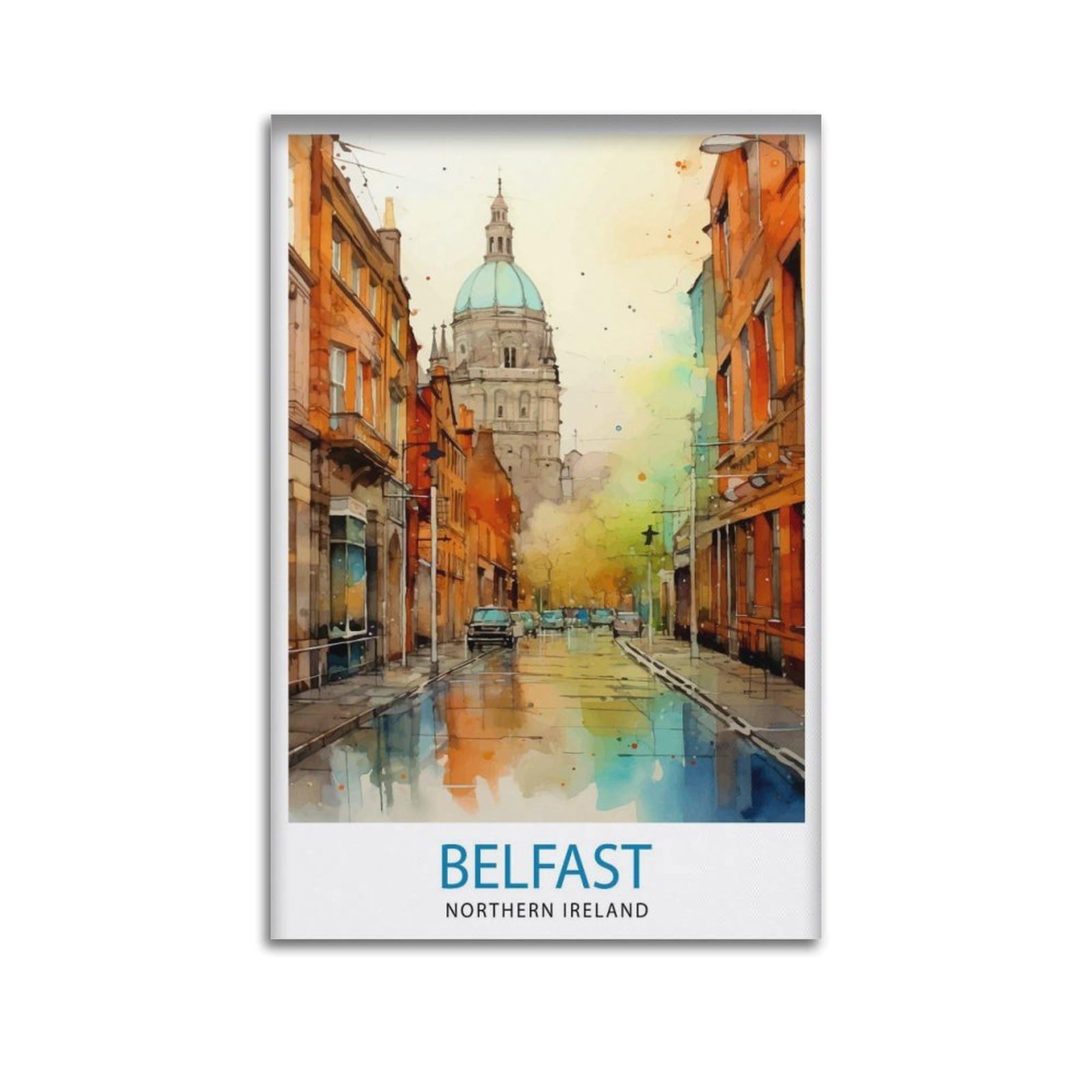 xiaoxiaoshen Belfast Northern Ireland Travel Cityscape Gif Canvas Poster Wall Art Prints Room Aesthetic Murals Bedroom And Living Decorations 20x30inch(50x75cm)