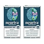 NEURIVA Memory 3D Brain Supplement - Nootropic Capsules for Memory, Focus & Cognitive Function - Short Term, Long Term, & Working Memory Support - 50ct - Pack of 2