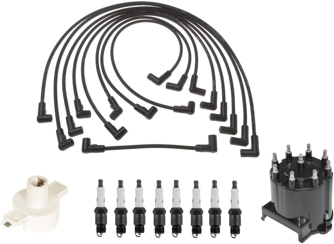 Ignition Kit Distributor Rotor Cap Wire Spark Plugs for Chevy GMC V8 Automotive