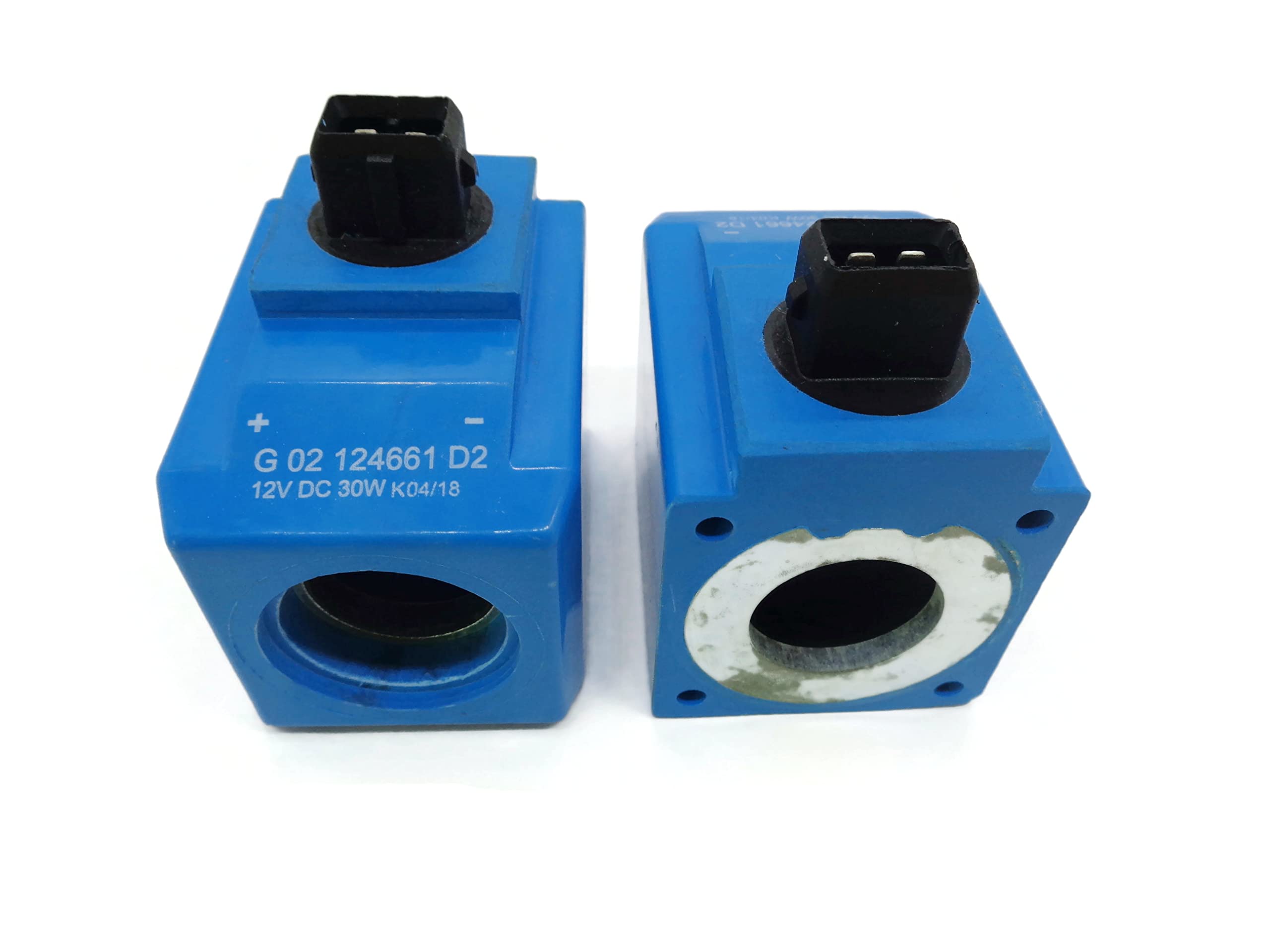 JCB Backhoe Transmission Solenoid Coil - Flat Pin 12V (2 Pcs) Fits 3CX, 1400B, More
