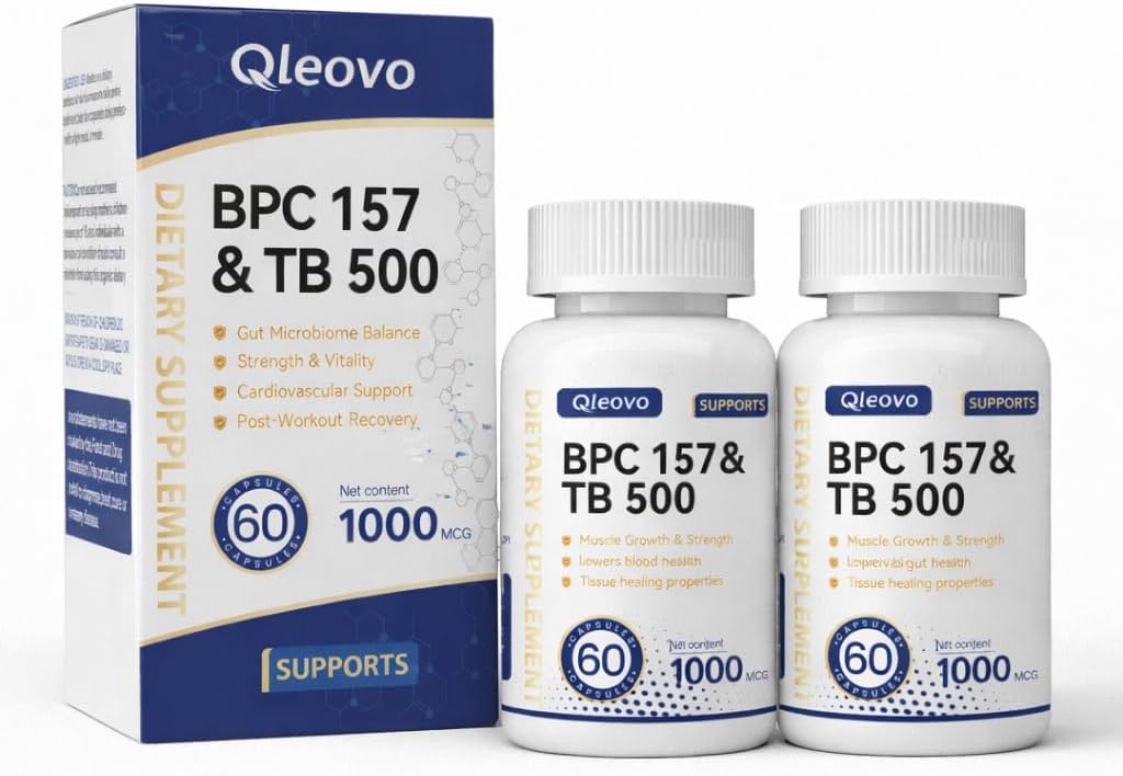 BPC 157 and TB 500 Peptide Capsules 1000 mcg, Supports Muscle Growth, Tissue Repair, Strength, Non-GMO, Gluten-Free, 60 Capsules（Two Bottles）
