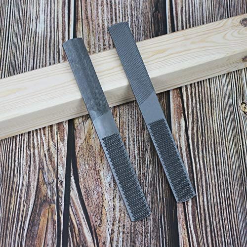 KALIM 2 Pcs Multi-Function 4-in-1 File, High Carbon Steel Hand File, 4 Way Wood Rasp File with Flat/Half Round Sharps, for Wood, Soft Metal, Plastic and etc.