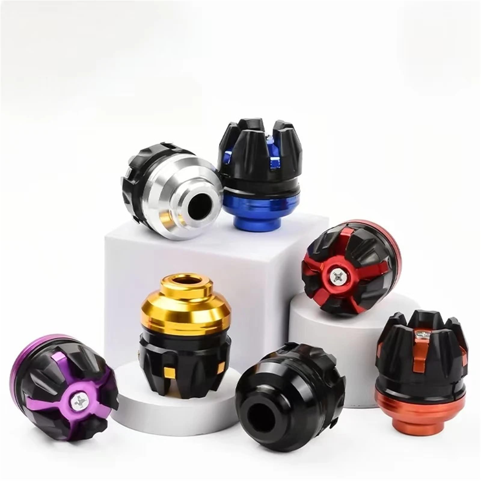 Per moto, scooter, alluminio e ABS. 1 paio di protezioni universali per sospensioni anteriori, slider telaio, protezione anticaduta