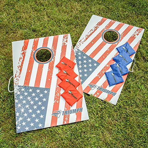 Triumph Patriotic Classic 2X3 Cornhole Set - Includes 2 Patriotic Boards, 8 All-Weather Cornhole Bags #TOP1