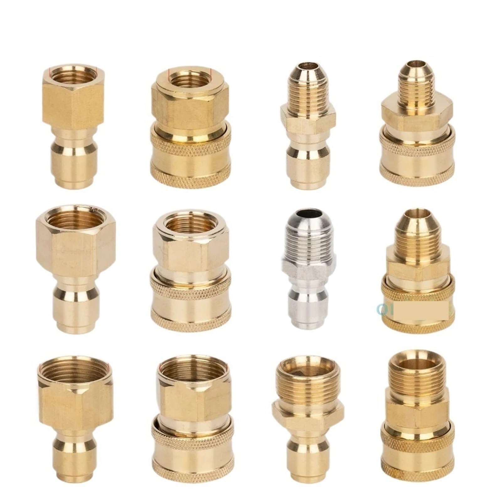 Conector rápido de alta presión de 1/10.2 cm 3/20.3 cm 1/5.1 cm adaptador de arandela de coche, pistola de agua, acopladores hidráulicos para riego de jardín (3l8 hembra-M (latón))