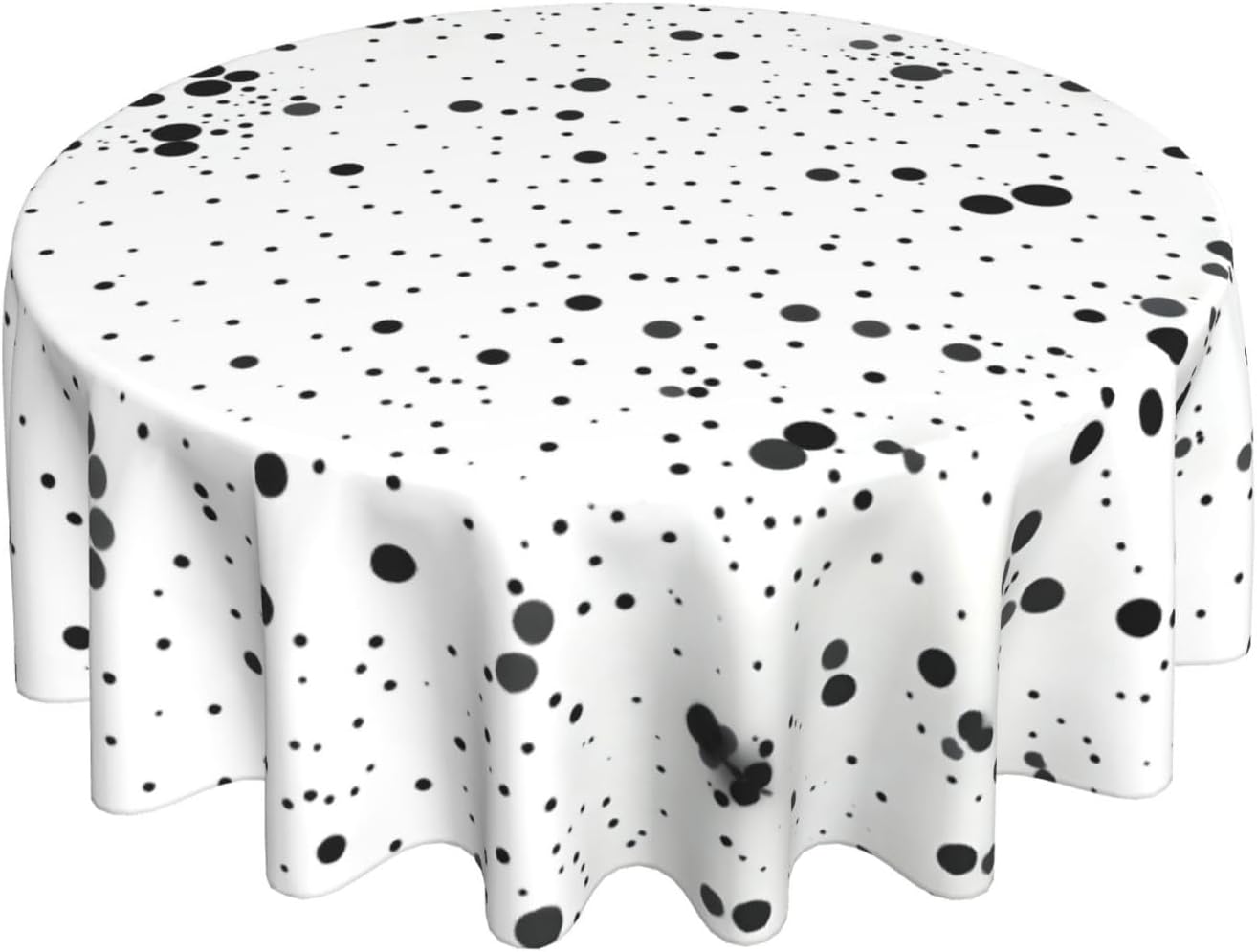 Black and White Dot Print Wrinkle Free Dining Table Cover for Birthday Party Farmhouse Tablecloths Up to 60 x 60 Inches