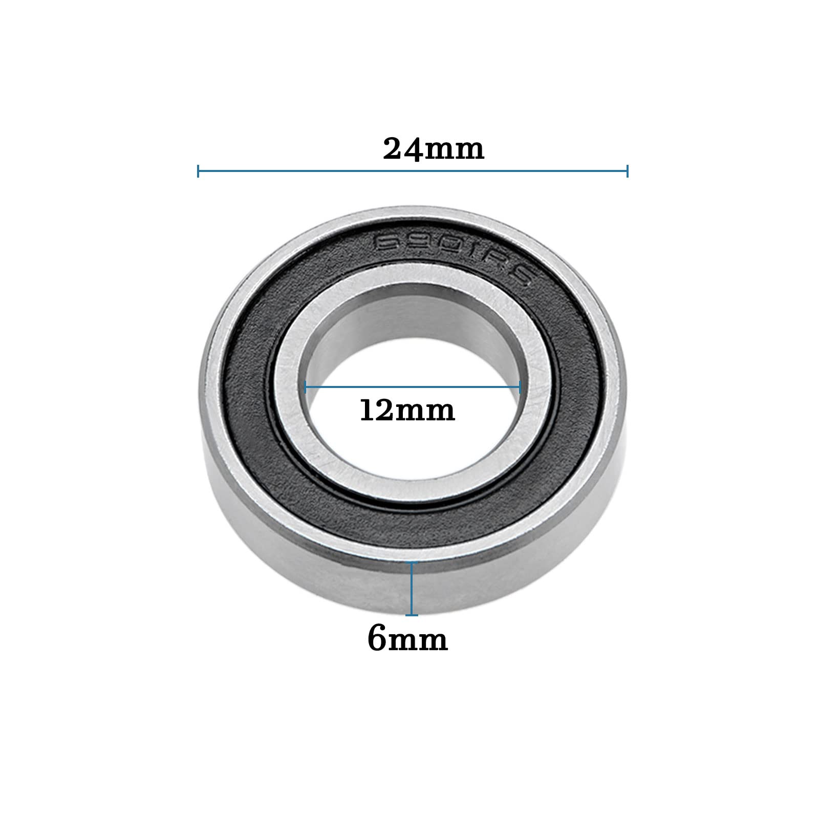 QUARKZMAN Kugellager 6901-2RS – Chromstahl, Doppelt Abgedichtet | 12 X 24 X 6 Mm | 2 Stück