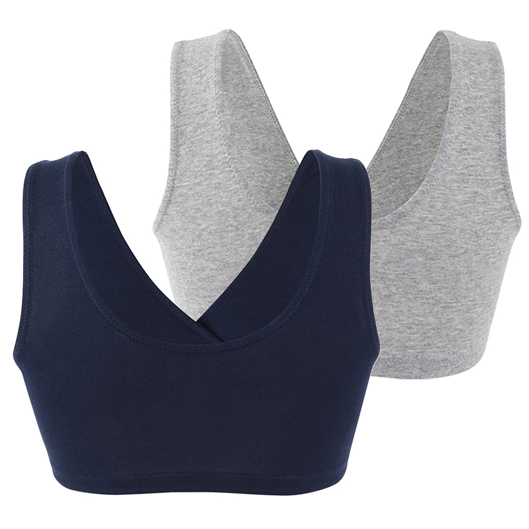 COLOMI Reggiseno per Allattamento Premaman Senza Fili in Cotone per Dormire, Nero+Grigio+Blu Navy, L
