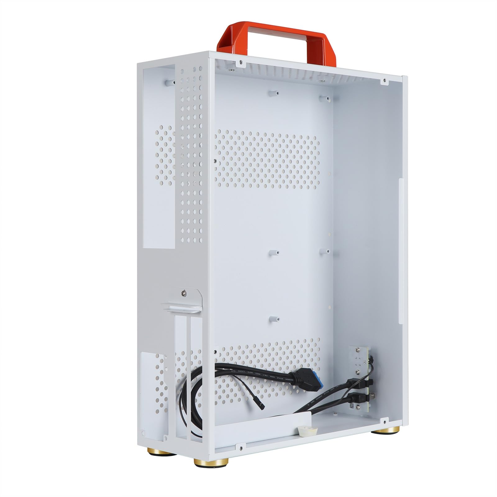 Custodia per PC Micro ATX con manico, SFF Mini ITX/MATX, Mid Tower compatta con pannelli di ventilazione per build fai da te, Home Theater (HTPC) e configurazioni di base per lavoro/studio, bianco