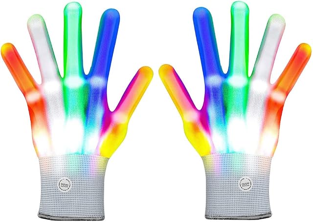 LED Light Up Gloves for Kids Teen Adults, LED Finger Gloves, Finger Light Gloves with Multi Modes, LED Flash Gloves Glowing Costume Clubbing Chrismas Party Favors
