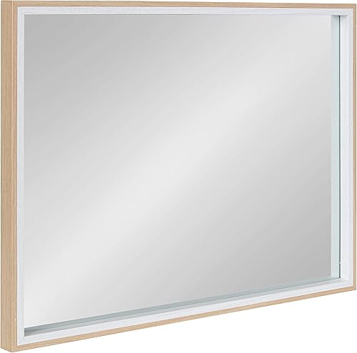 Miniatura 5 de Kate and Laurel Gibson - Espejo de pared costero, 18 x 24 pulgadas, madera blanca y natural, espejo rectangular decorativo para pared