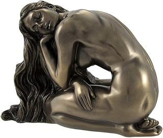 Bronzed Finish Nude Kneeling Female Statue Sculpture Erotic Art