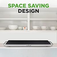 Vista 8 de NutriChef Placa eléctrica portátil para alimentos, bandeja de calentamiento de acero inoxidable y calentador de platos con parte superior de vidrio