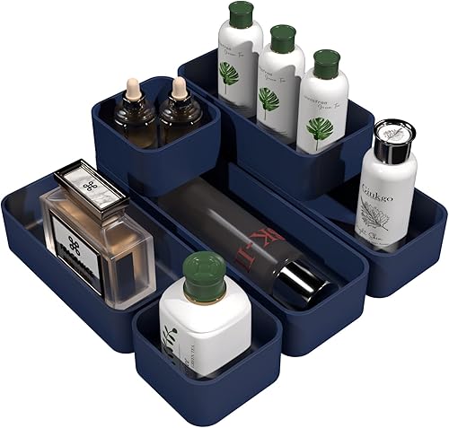 CHANCETSUI Juego de 6 organizadores de cajones apilables, bandejas versátiles organizadores de cajones de escritorio y tocador, contenedores de
