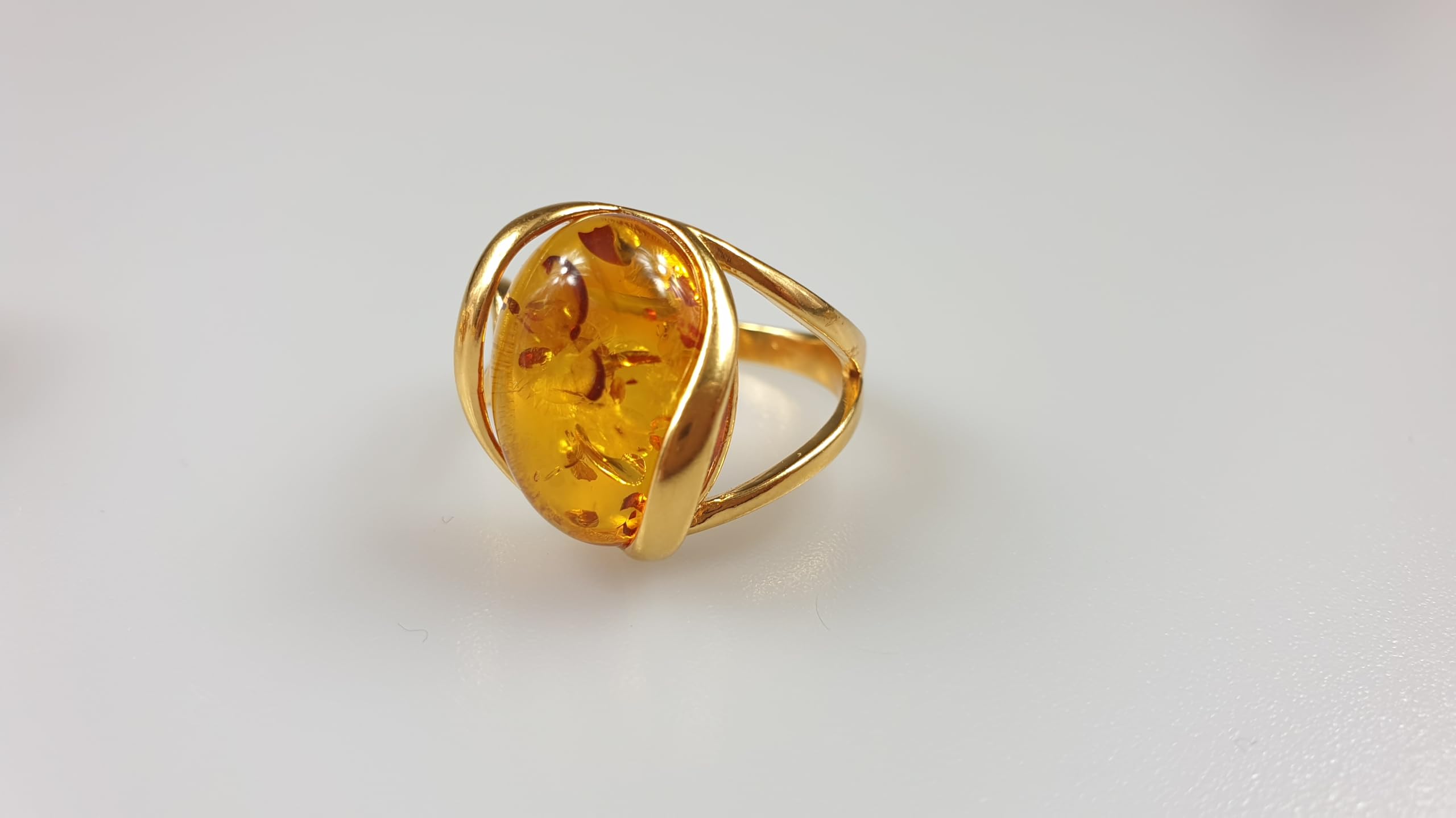 Golden One Ring, verstellbar, baltischer Bernstein, 925er Sterlingsilber, kleines Geschenk