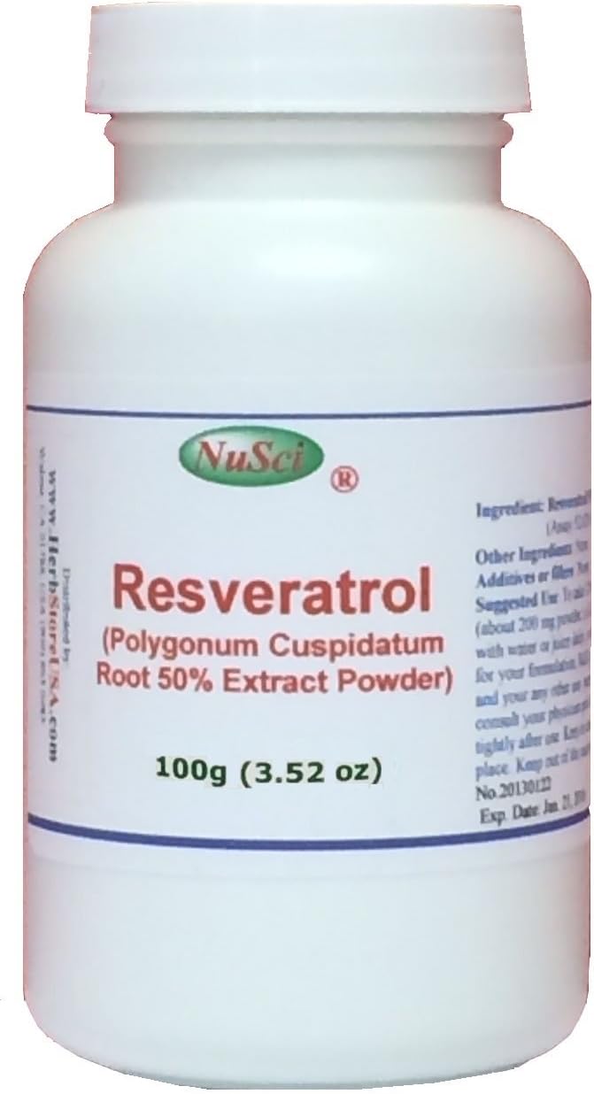 Pure Resveratrol Powder Standardized Extracted from Polygonum Cuspidatum Root (25 Grams (0.88 oz))