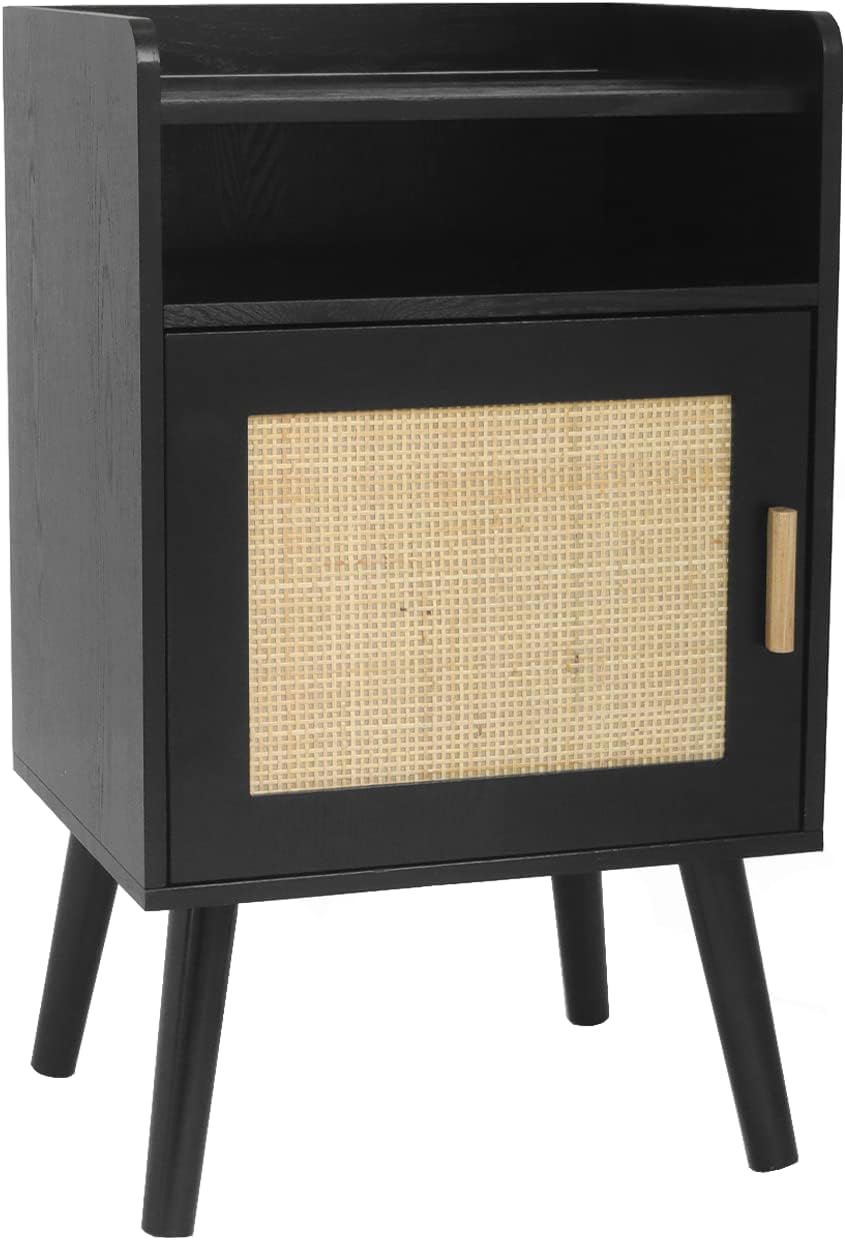 Buy AWASEN Mid Century Nightstand, Black Bed Side Table with Storage
