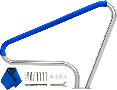 Miniatura 7 de Idzo Barandilla de piscina de 55 x 32 pulgadas, acero inoxidable 304, capacidad de carga de 250 libras, color plateado, a prueba de óxido,