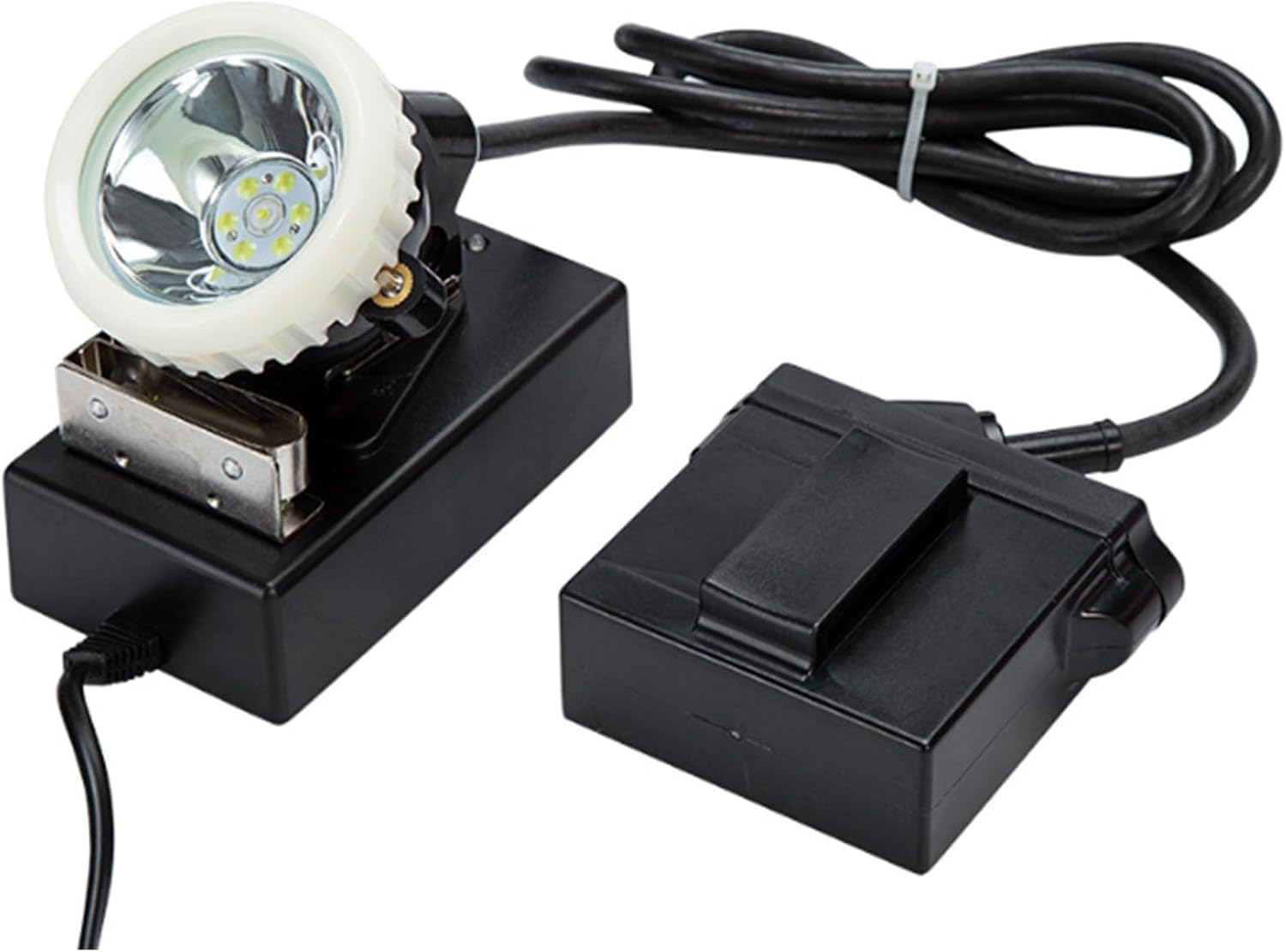 Safety Mining Headlamp 1+6 LED Waterproof Explosion-Proof Coal Miner Head Hard Hat Cap Lamp for Underground Tunnel Construction, Outdoor Work (White Light)