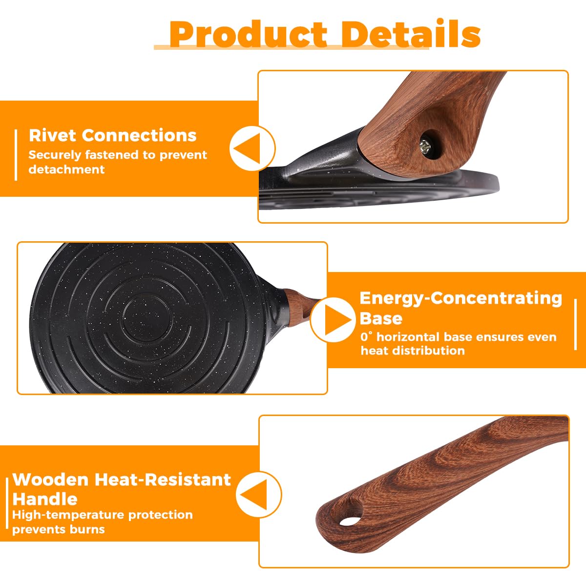 Rairsky Sartén para Crepas Antiadherente,26cm Sartén Antiadherente para Crepes,Crepera Sarten con Esparcidor,Fácil de Limpiar,para Crepes, Pancakes y Tortillas sin PFOA (Color Negro) — view 3